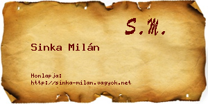 Sinka Milán névjegykártya